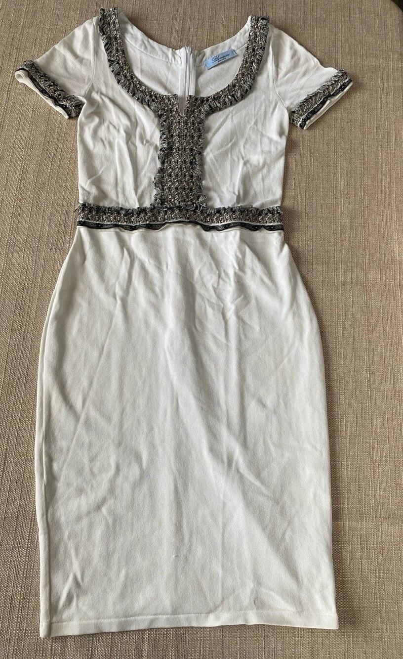 Blumarine Italian luxury fashion house Bodycon Dress Bouclé Trim XS